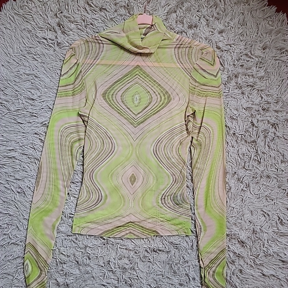 AFRM Mesh Shirt Top Blouse Zadie Long Sleeve Mock Neck Turtleneck Retro ✨️💫 - Picture 2 of 13